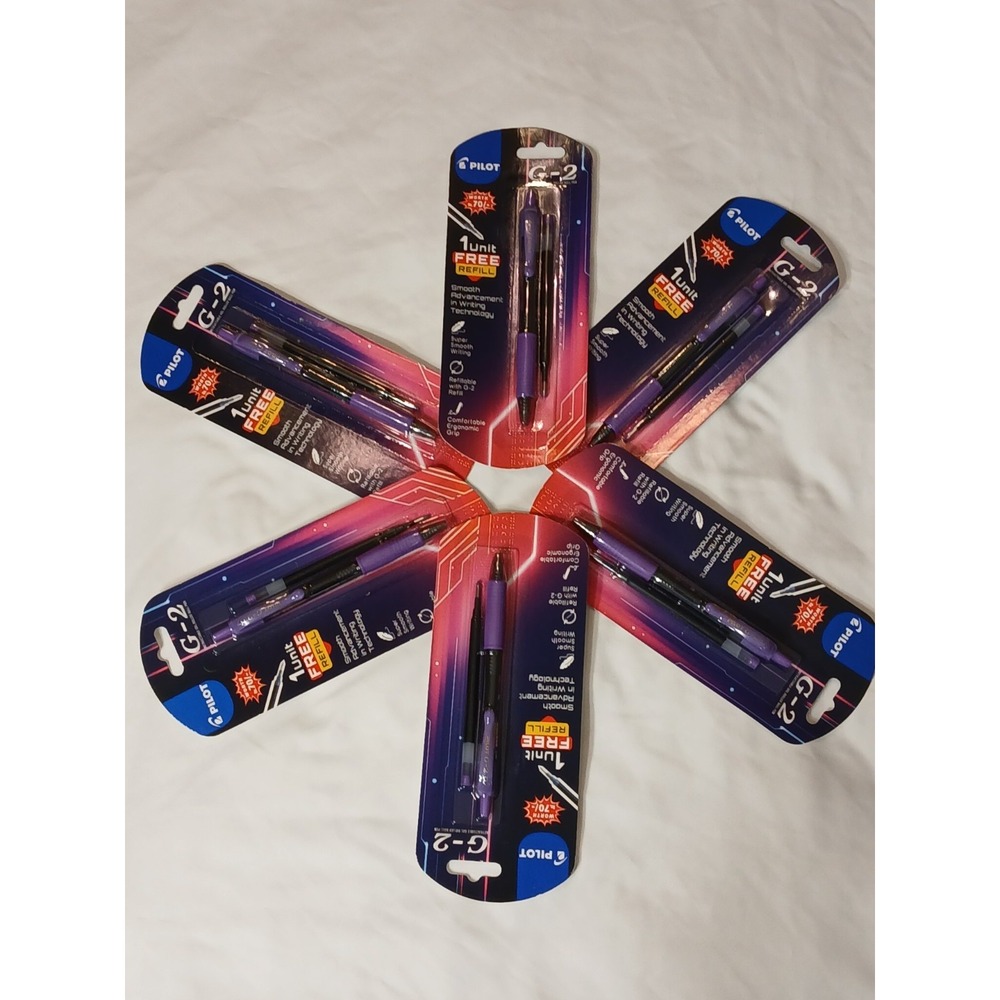 Brand New - Pilot G2 Gel Pens & Refills, Purple, 0.7mm fine